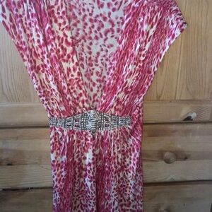 Elegant Pink cheetah SKY top Embellished